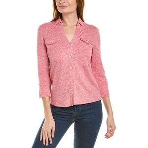 J. McLaughlin Brynn Linen Blend Top Button Up Shirt Rose Pink Size XL NWT
